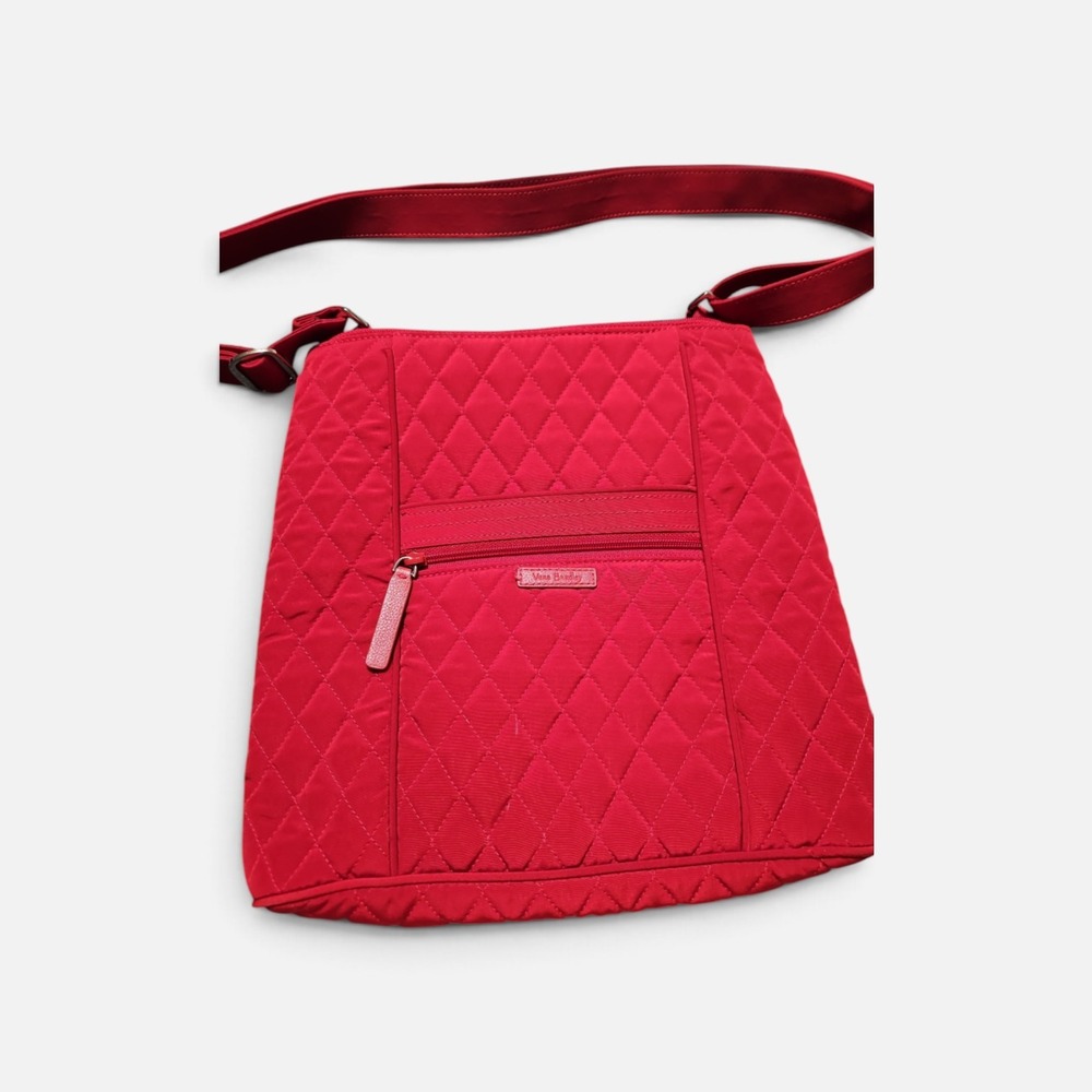 Vera Bradley Red Quilted Microfiber Crossbody Bag Adjustable Strap Handbag